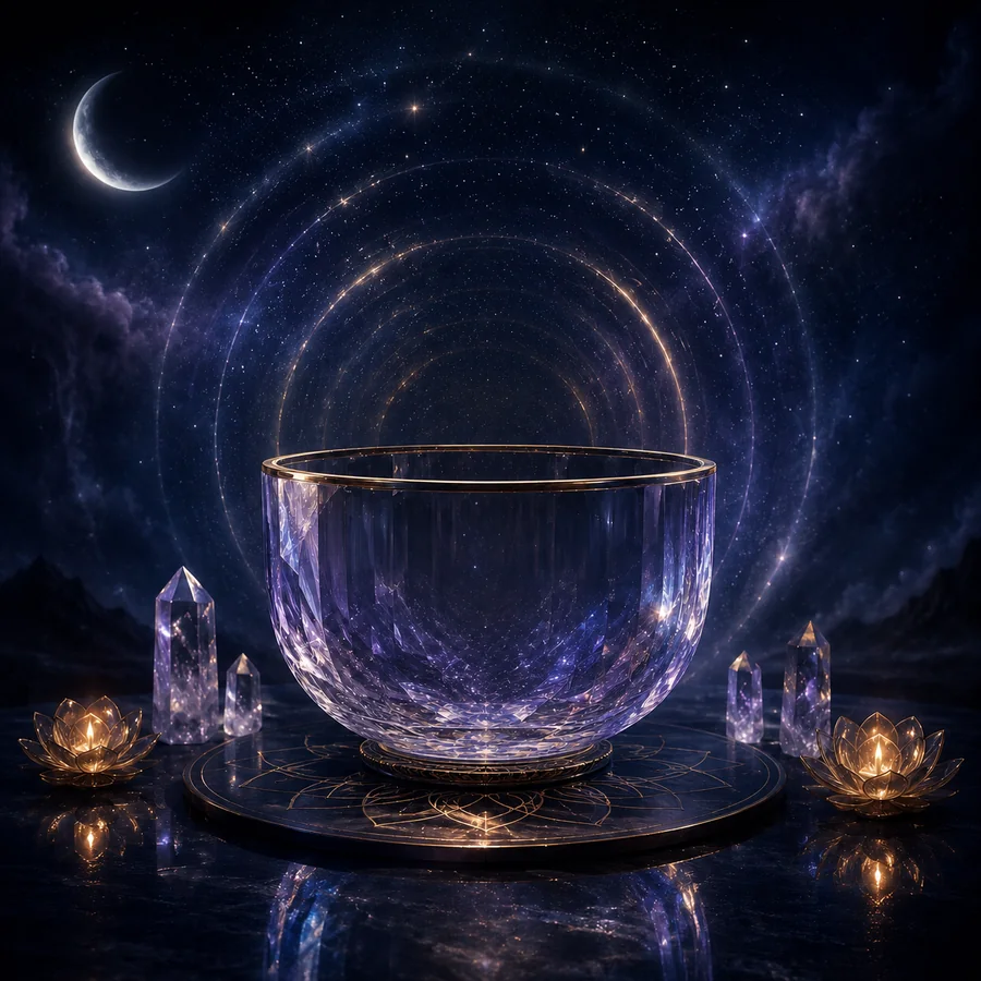 Crystal singing bowl and chakra artwork