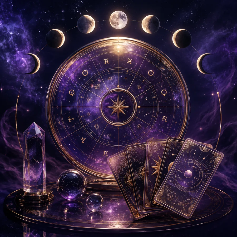 Celestial astrology wheel artwork